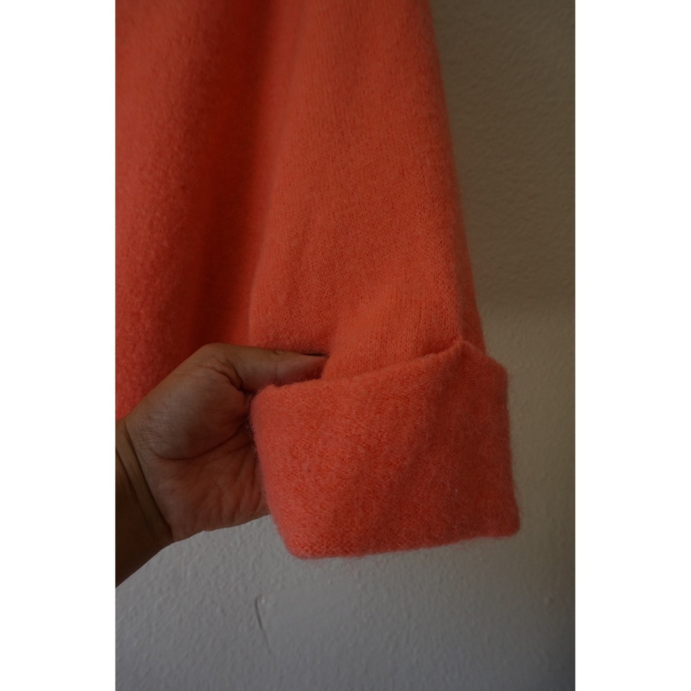 Made in Italy Sweater Baby Alpaca Blend Oversized Cozycore Coral Orange OS - Picture 2 of 6